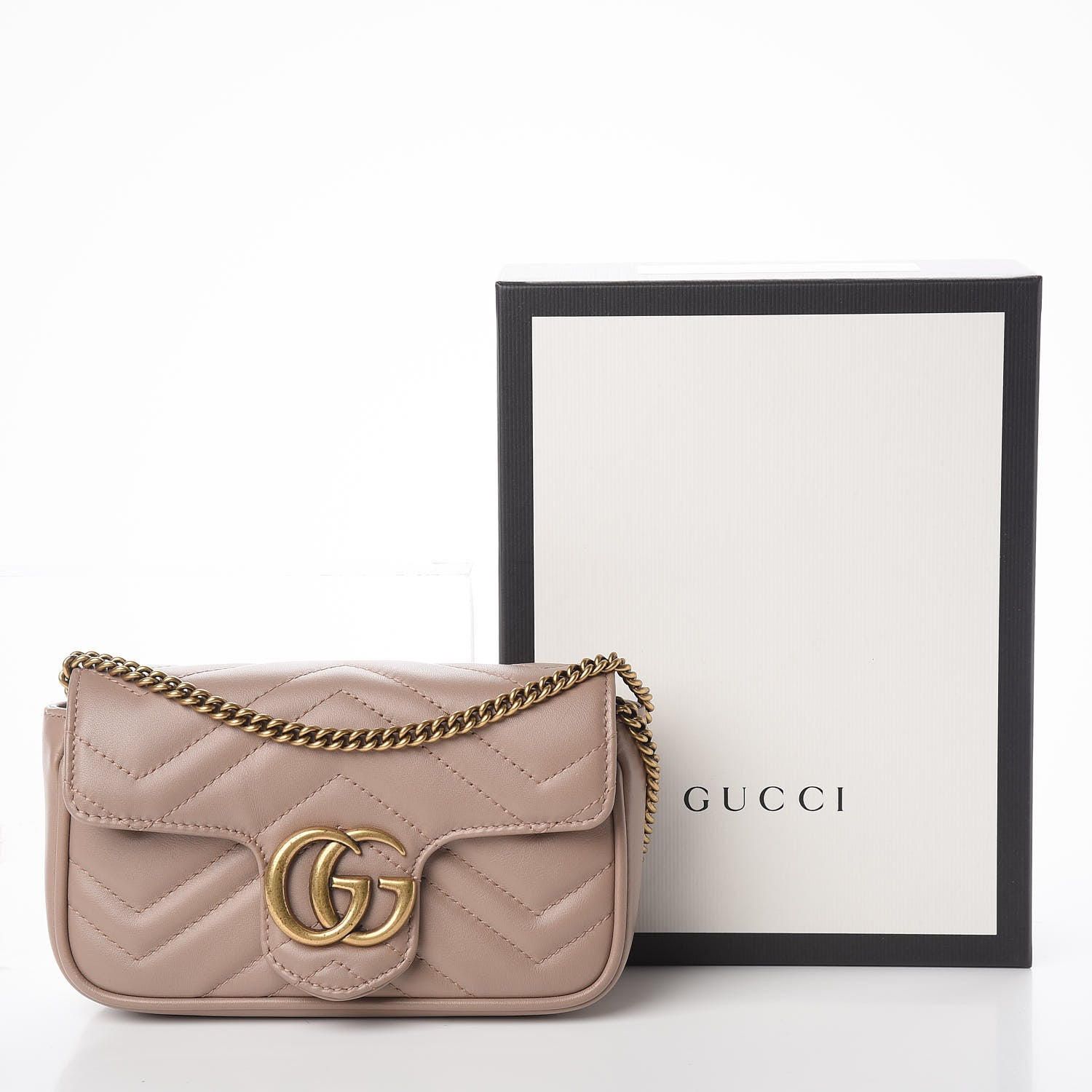 Gucci Calfskin Matelasse Super Mini GG Marmont Shoulder Bag Porcelain Rose 22 of 22