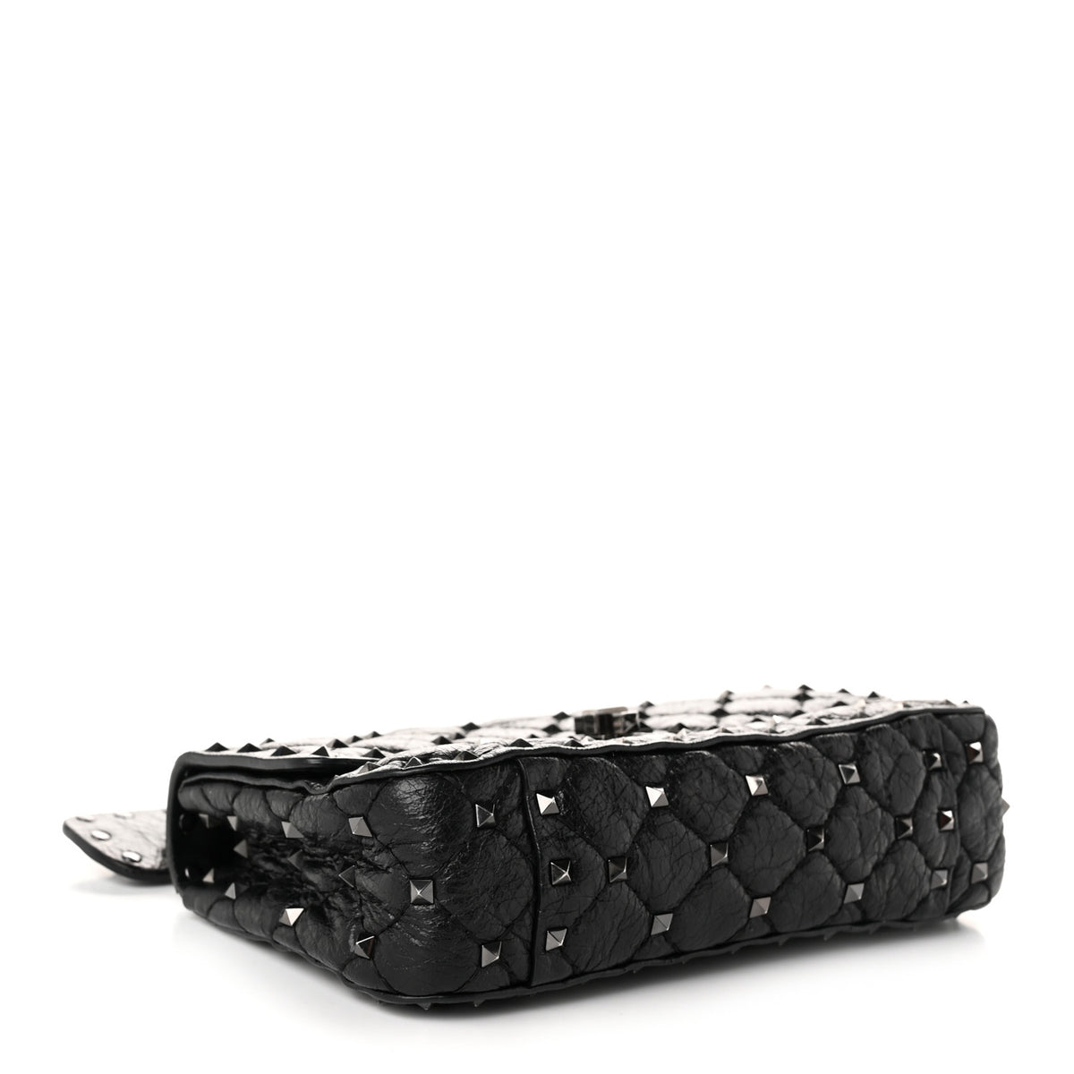 Valentino Garavani Craquele Nappa Small Rockstud Spike Shoulder Bag Black 4 of 9