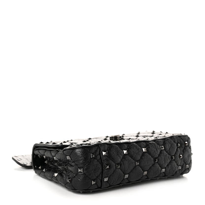 Valentino Garavani Craquele Nappa Small Rockstud Spike Shoulder Bag Black 4 of 9