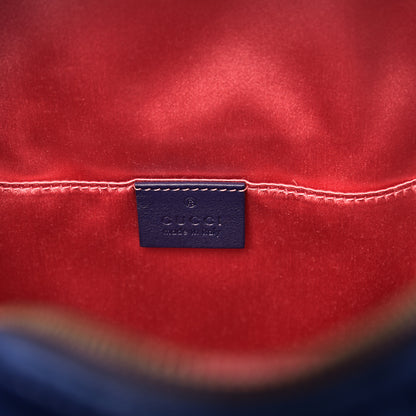 Gucci Velvet Matelasse GG Marmont Dome Backpack Cobalt Blue 5 of 8