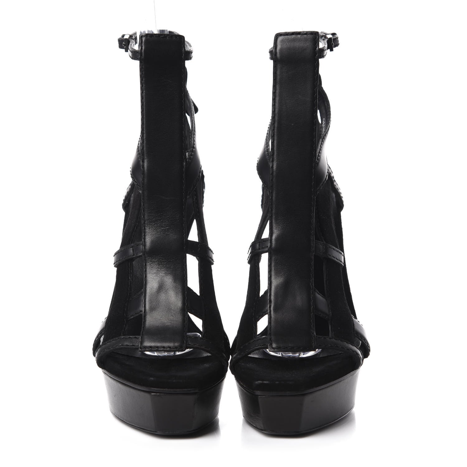 Gucci Calfskin Platform Sandal Heels 35.5 Black 2 of 9