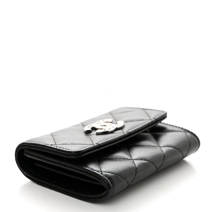 Chanel Lambskin Quilted Flap Baguette Crystal Card Holder Wallet Black 4 of 9