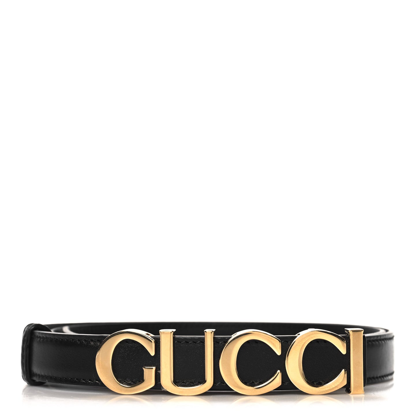 Plutone Calfskin Gucci Buckle 20mm Thin Belt 90 36 Black