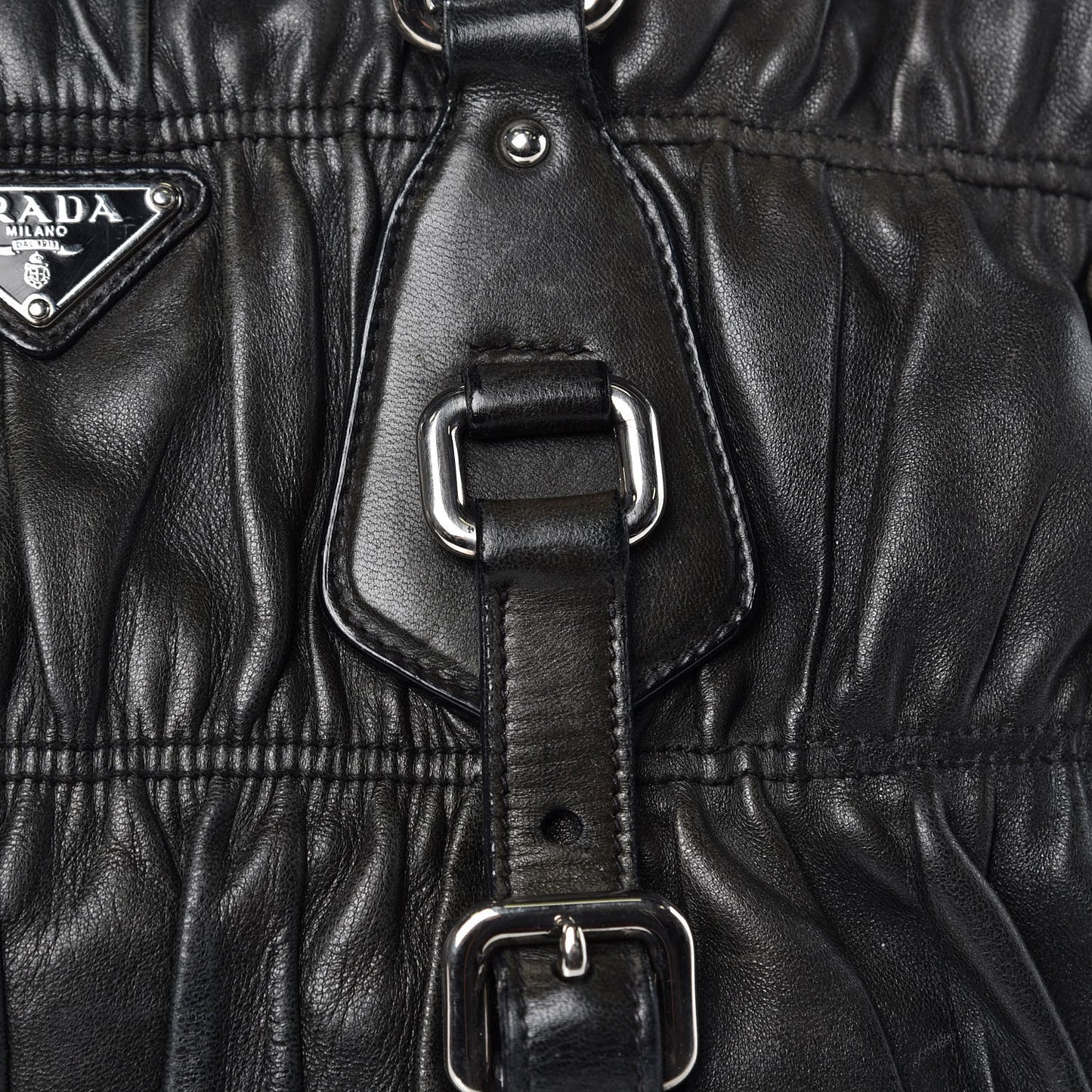 Nappa Gaufre Shopping Satchel Black