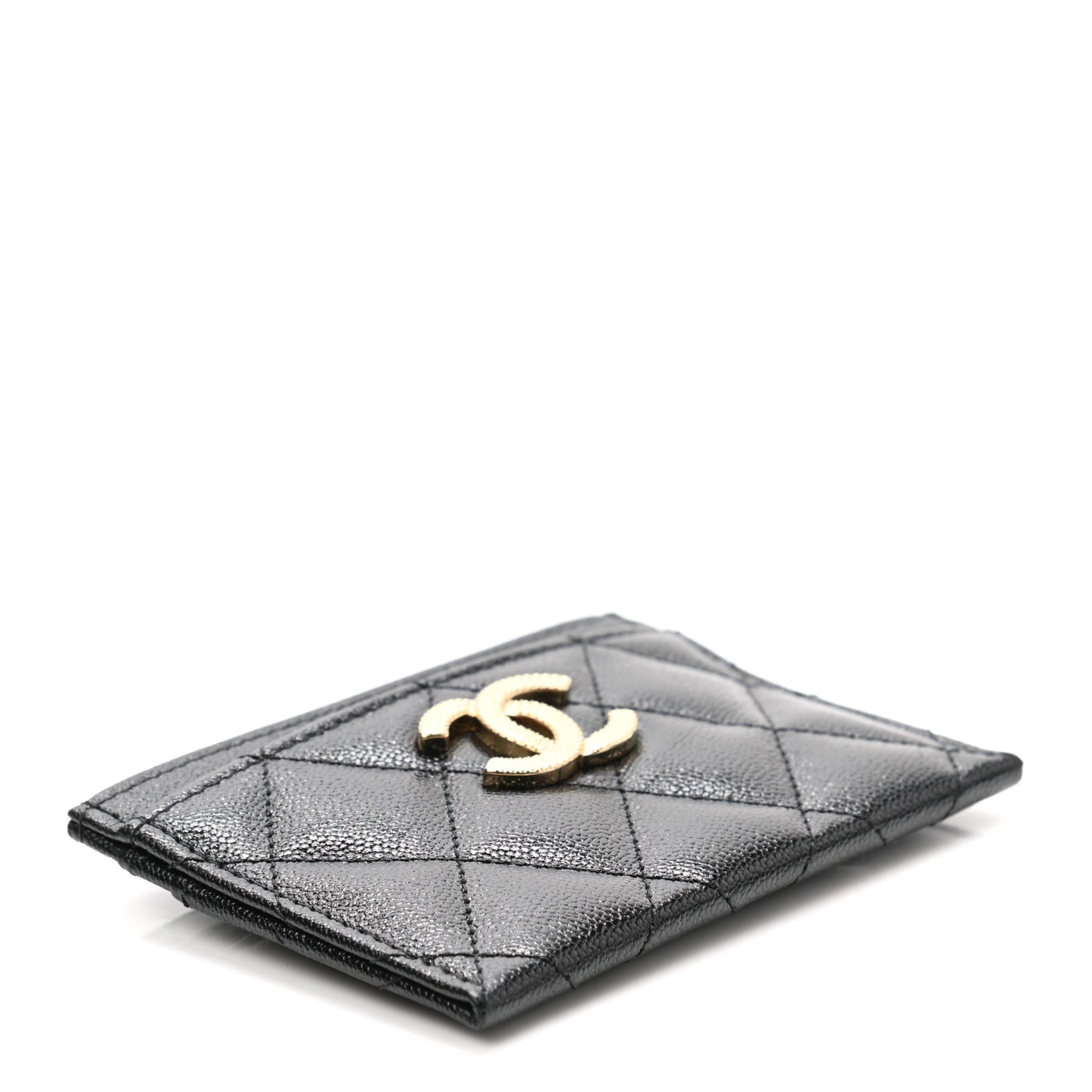 Caviar Quilted Studded CC Card Holder Black