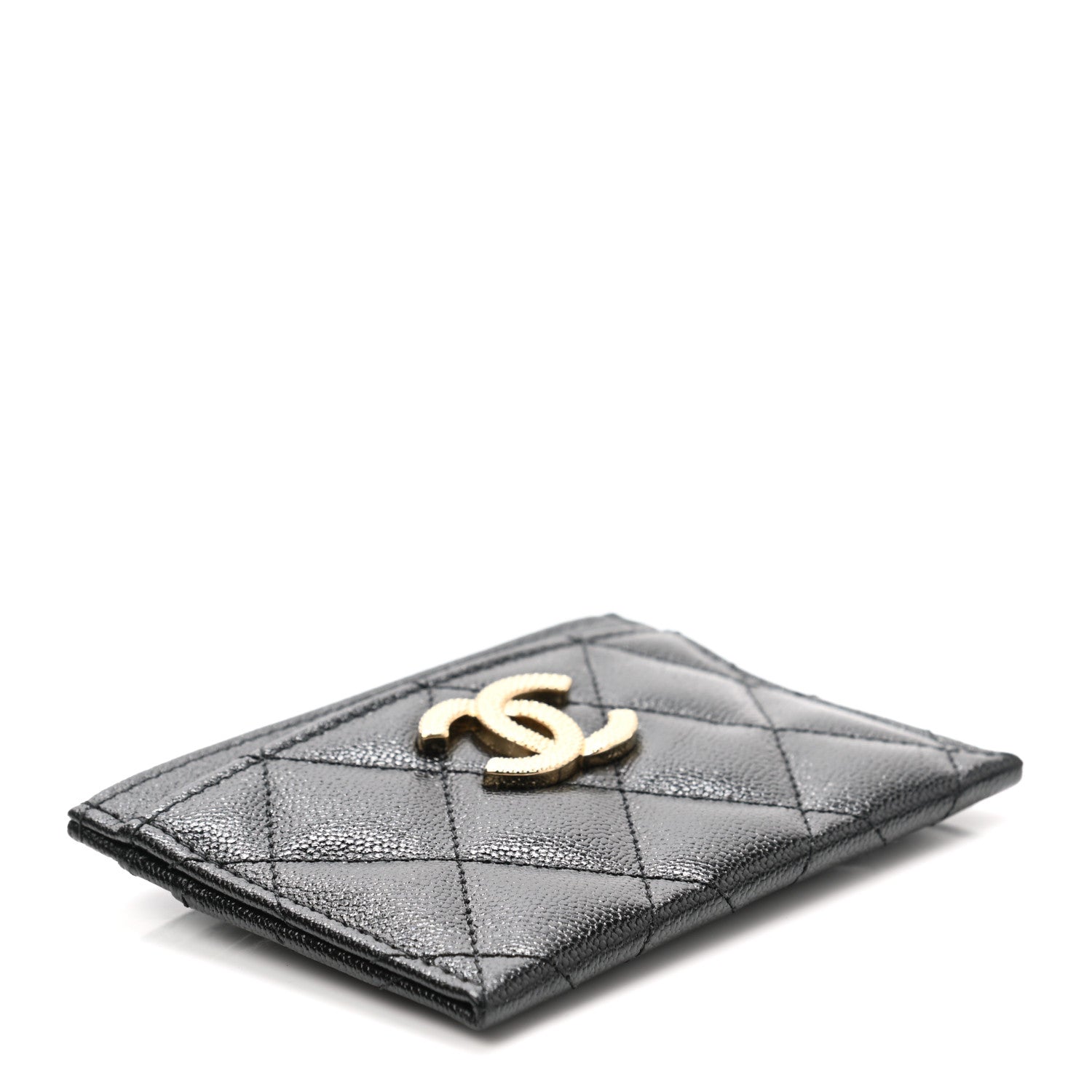 Chanel Caviar Quilted Studded CC Card Holder Black 4 of 9