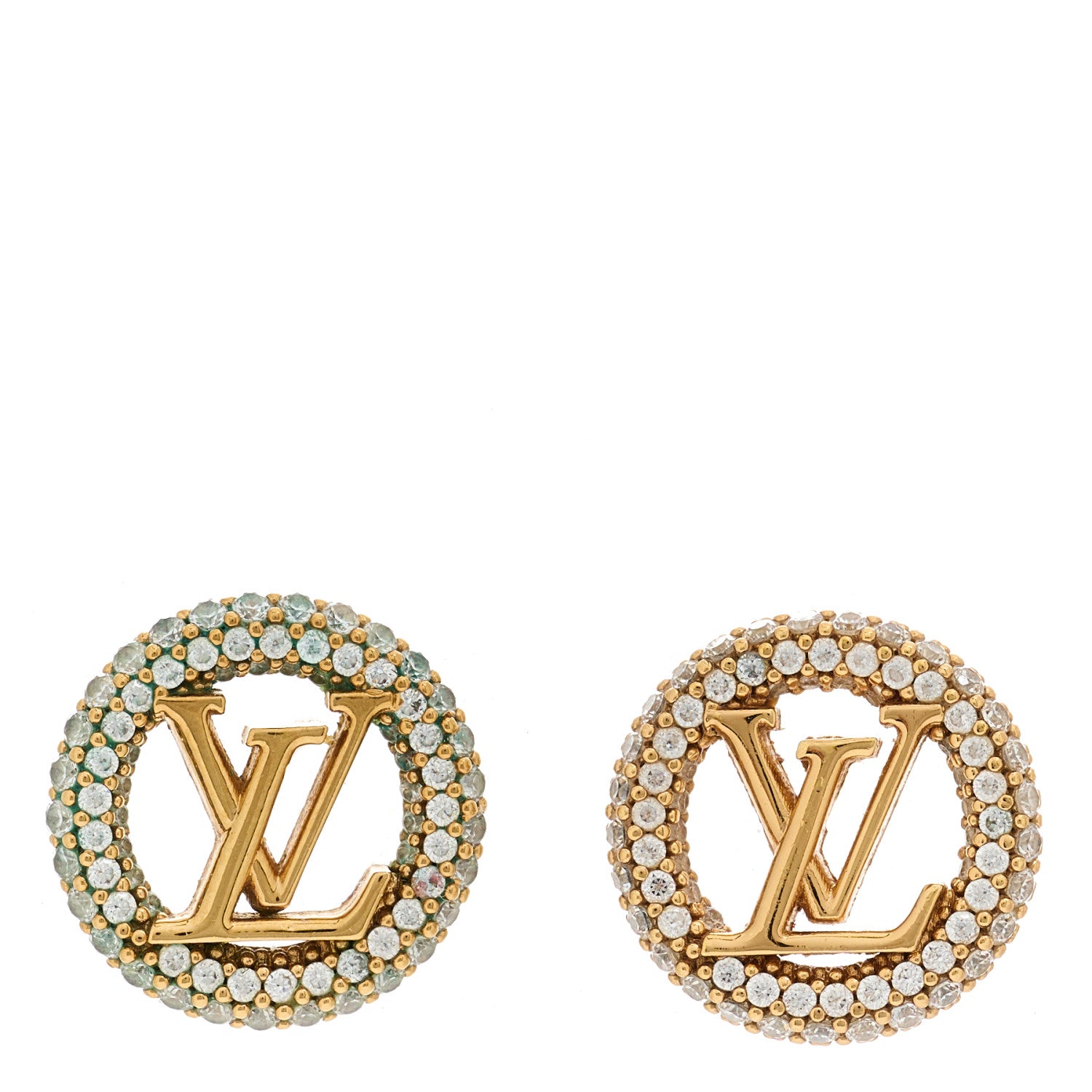 Louis Vuitton Metal Crystal Louise By Night Earrings Gold 1 of 5