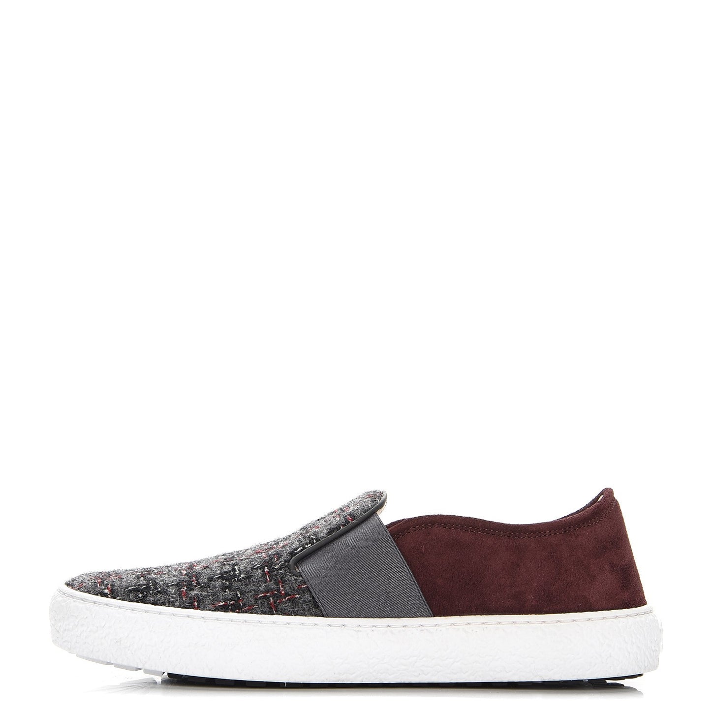 Suede Tweed Sneakers 37.5 Burgundy