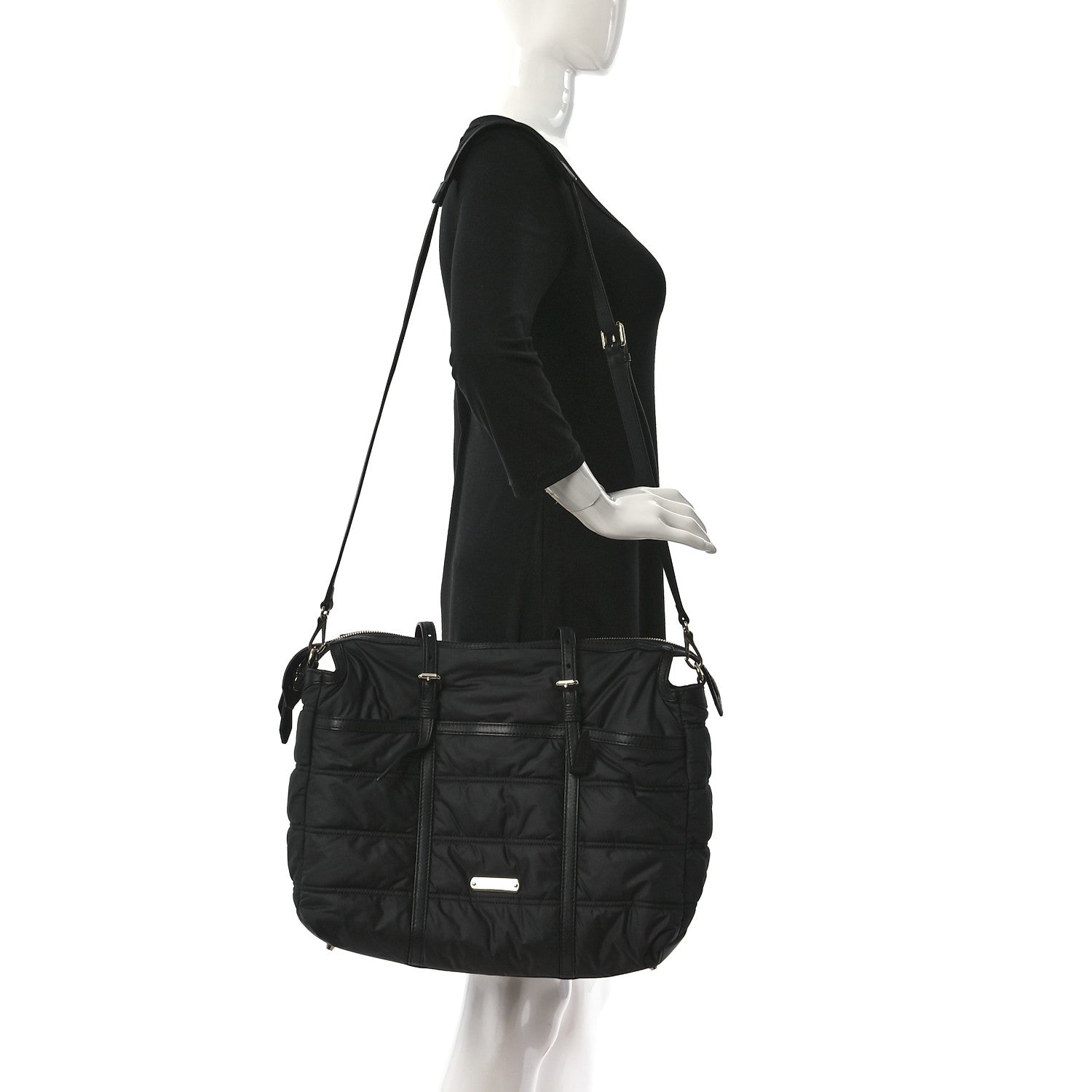 Burberry Nylon House Check Quilted Abbey Diaper Bag Black 3 of 14