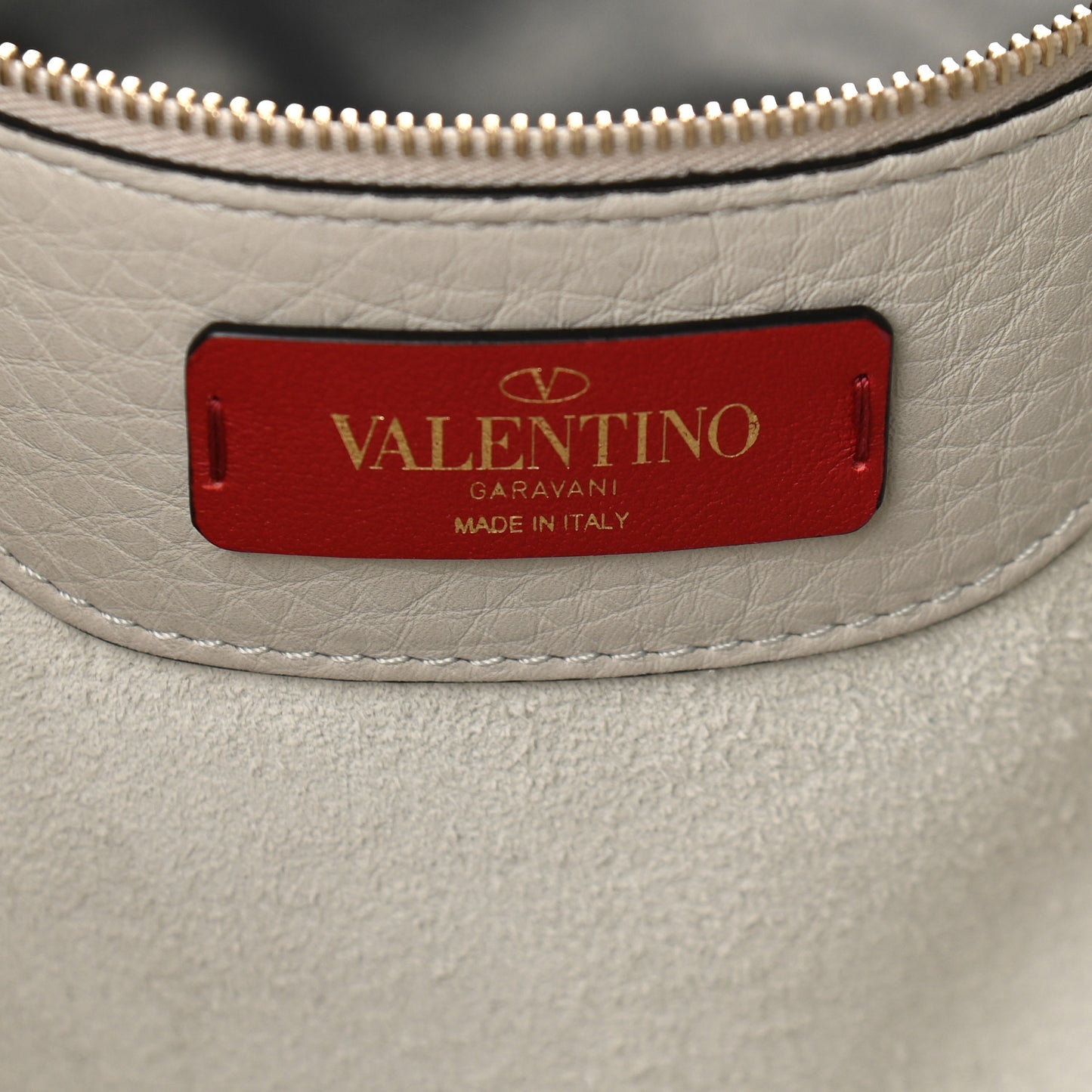 Grained Calfskin Rockstud Shoulder Tote Pastel Grey