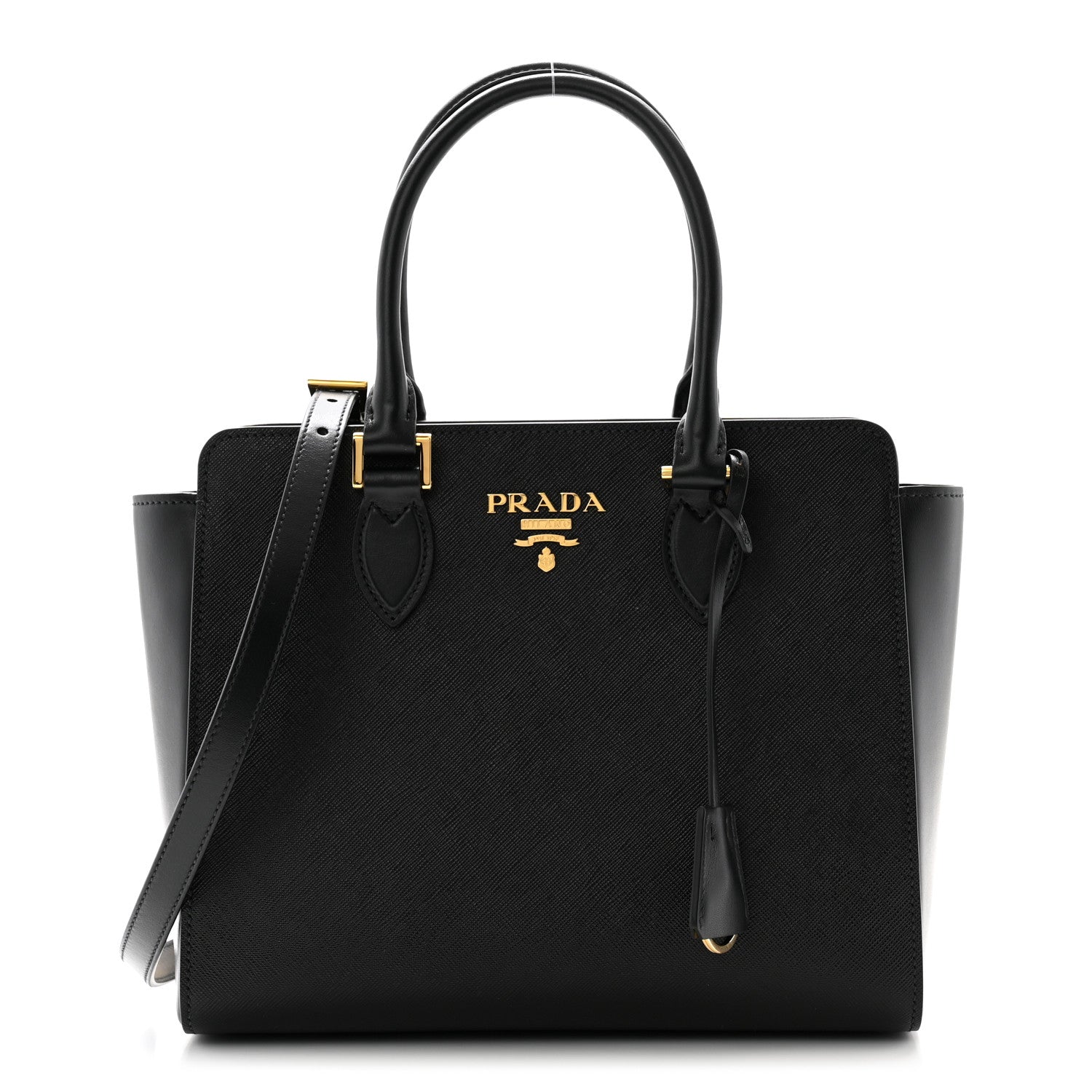 Prada Saffiano Soft Calfskin Small Zippered Tote Black 1 of 9