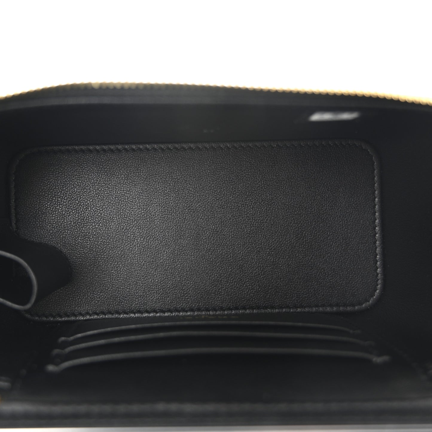 Shiny Lambskin Quilted Pearl Crush Small Vanity Case With Chain Black