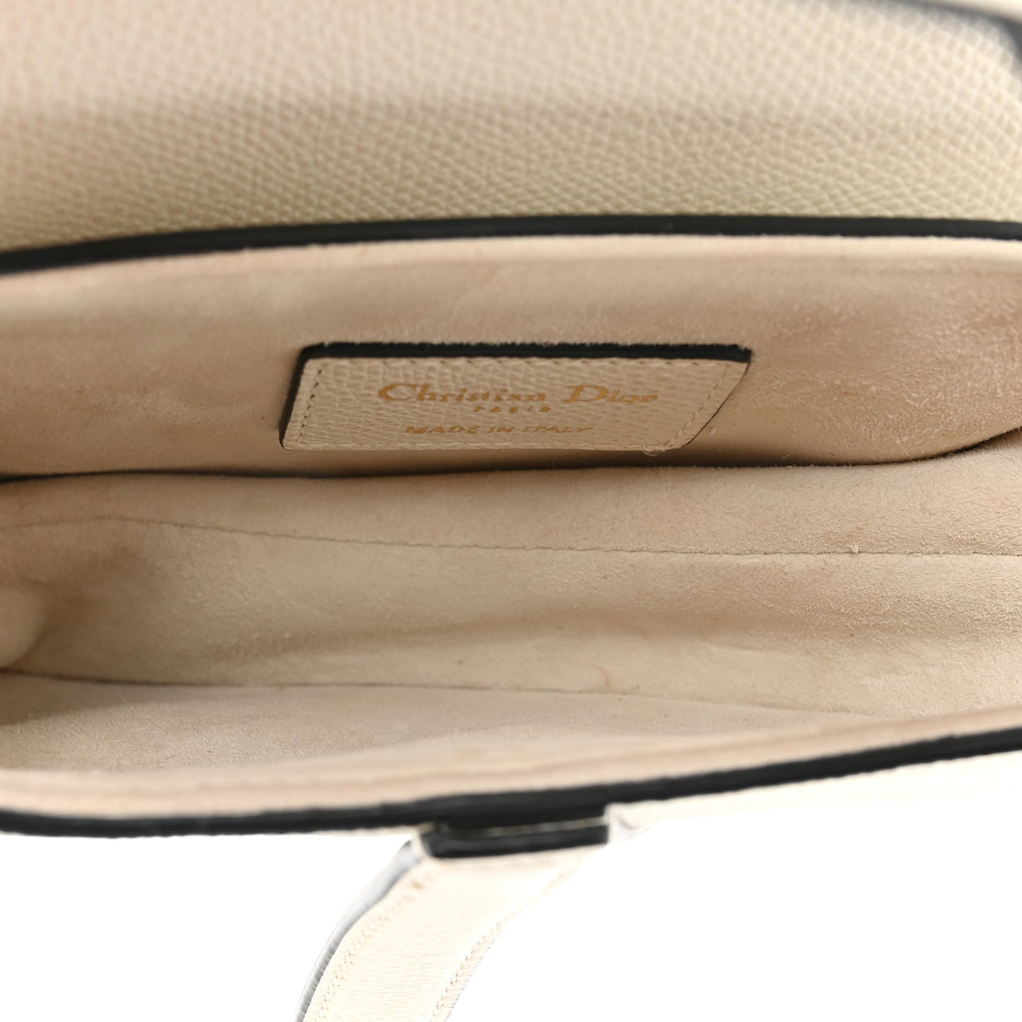 Grained Calfskin Mini Saddle Bag White