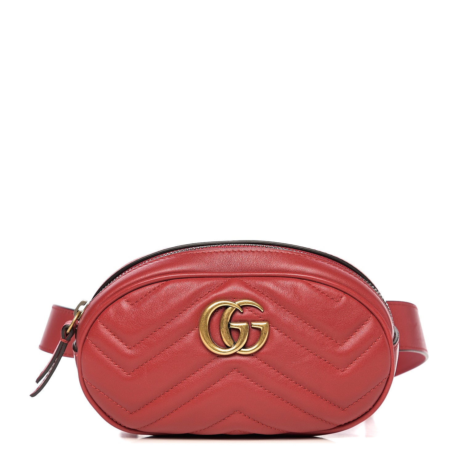 Gucci Calfskin Matelasse GG Marmont Belt Bag 95 38 Hibiscus Red 1 of 9