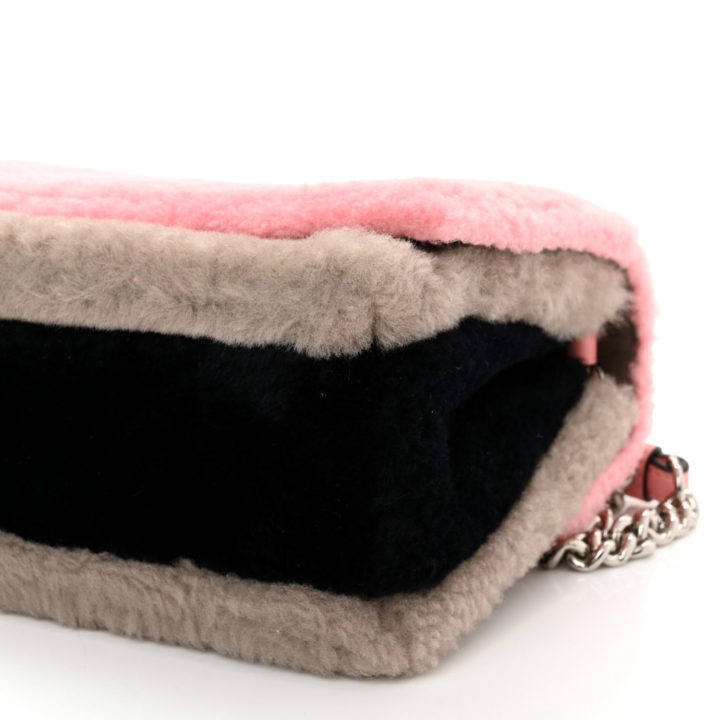 Shearling Vitello Century F is Fendi Small Kan I Shoulder Bag Pink Tortora Blue