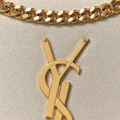 Saint Laurent Grain De Poudre Small Classic Monogram Kate Tassel Satchel Crema Soft 8 of 10