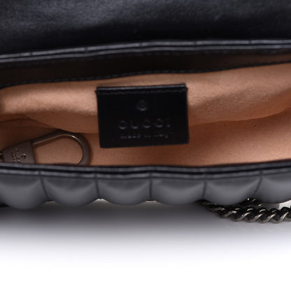 Gucci Calfskin Matelasse Aria Super Mini GG Marmont Shoulder Bag Black 4 of 9