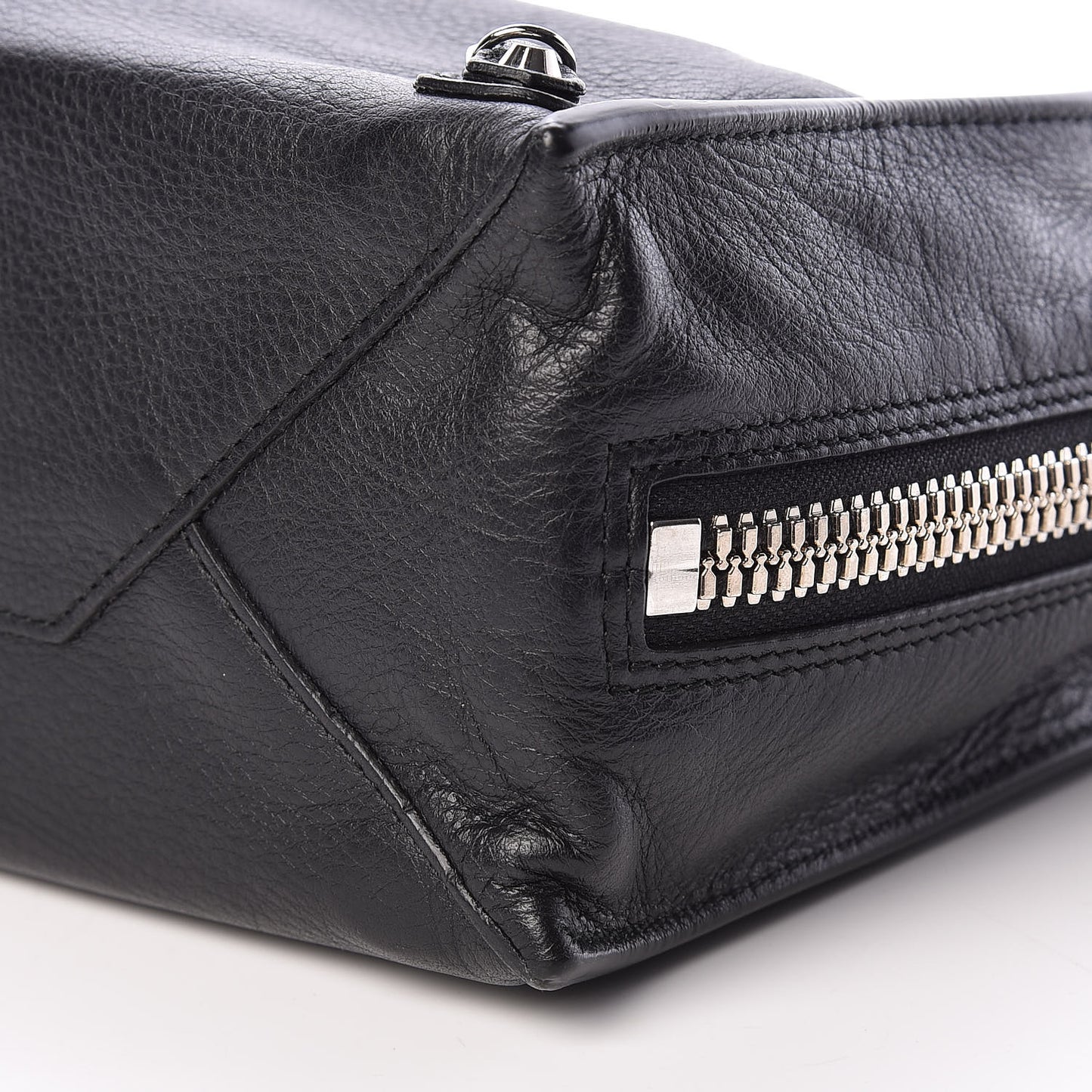Grained Calfskin Papier Mini A4 Zip Around Tote Black