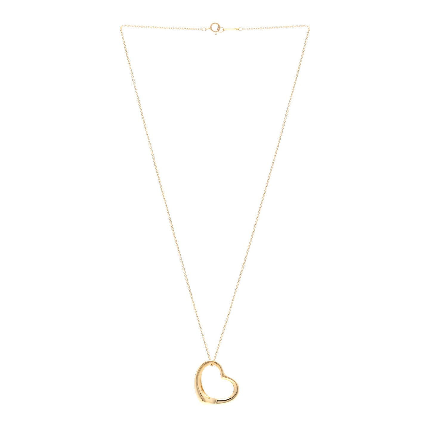 18K Yellow Gold 22mm Elsa Peretti Open Heart Pendant Necklace