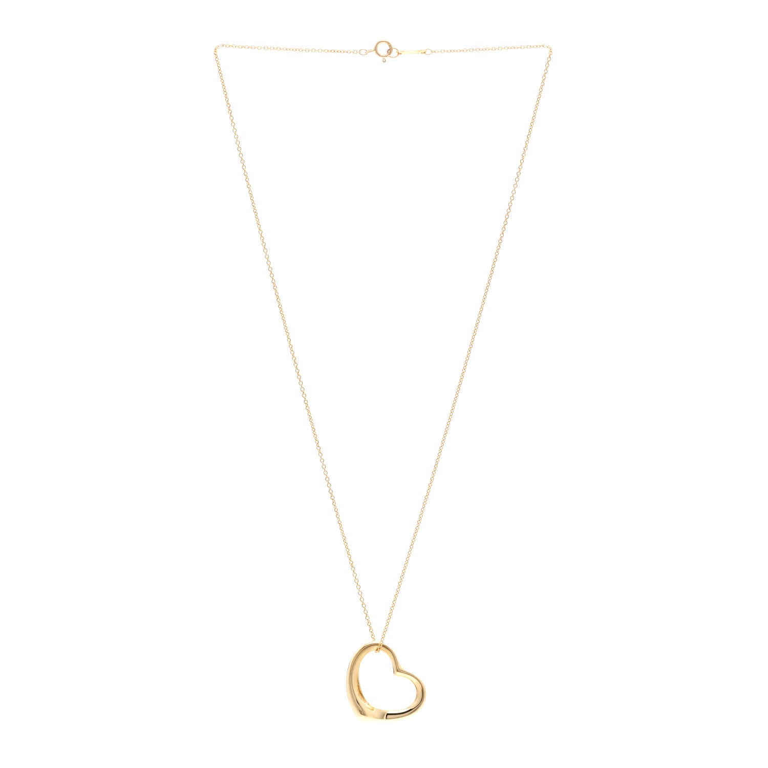 Tiffany 18K Yellow Gold 22mm Elsa Peretti Open Heart Pendant Necklace 3 of 4