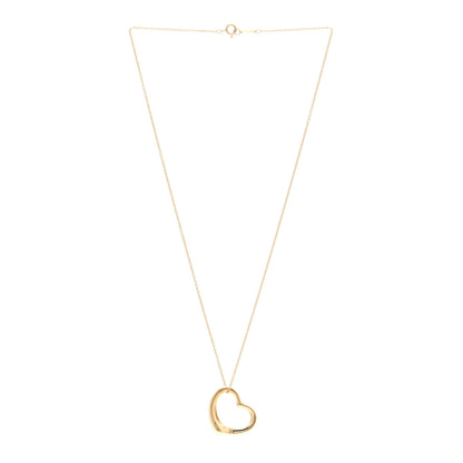 Tiffany 18K Yellow Gold 22mm Elsa Peretti Open Heart Pendant Necklace 3 of 4