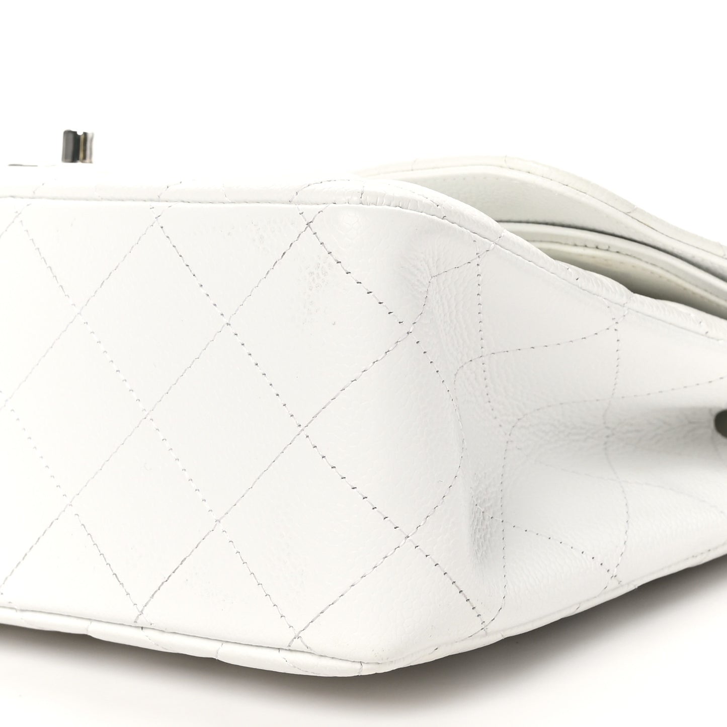 Caviar Quilted Jumbo Double Flap White