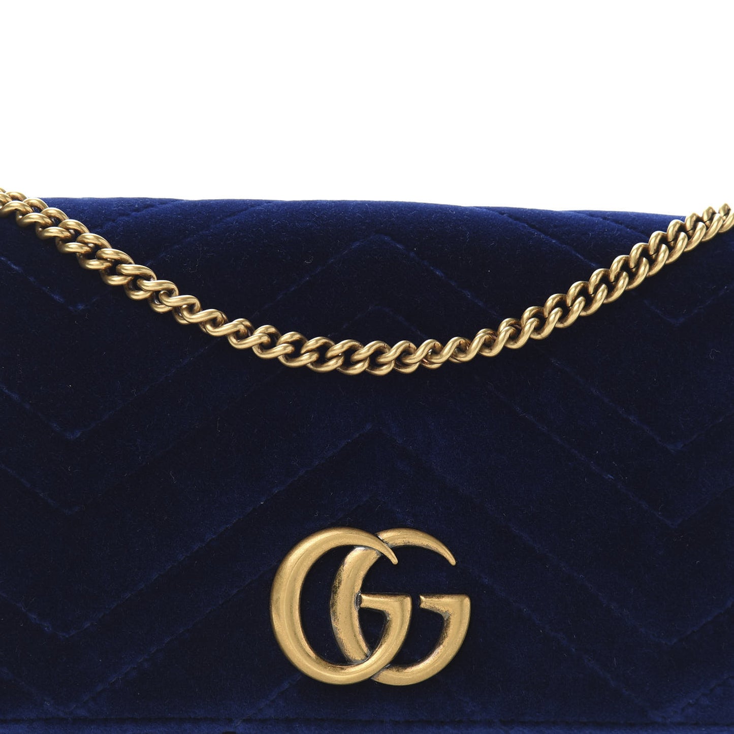 Velvet Matelasse GG Marmont Mini Bag Cobalt Blue