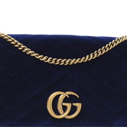 Gucci Velvet Matelasse GG Marmont Mini Bag Cobalt Blue 8 of 9