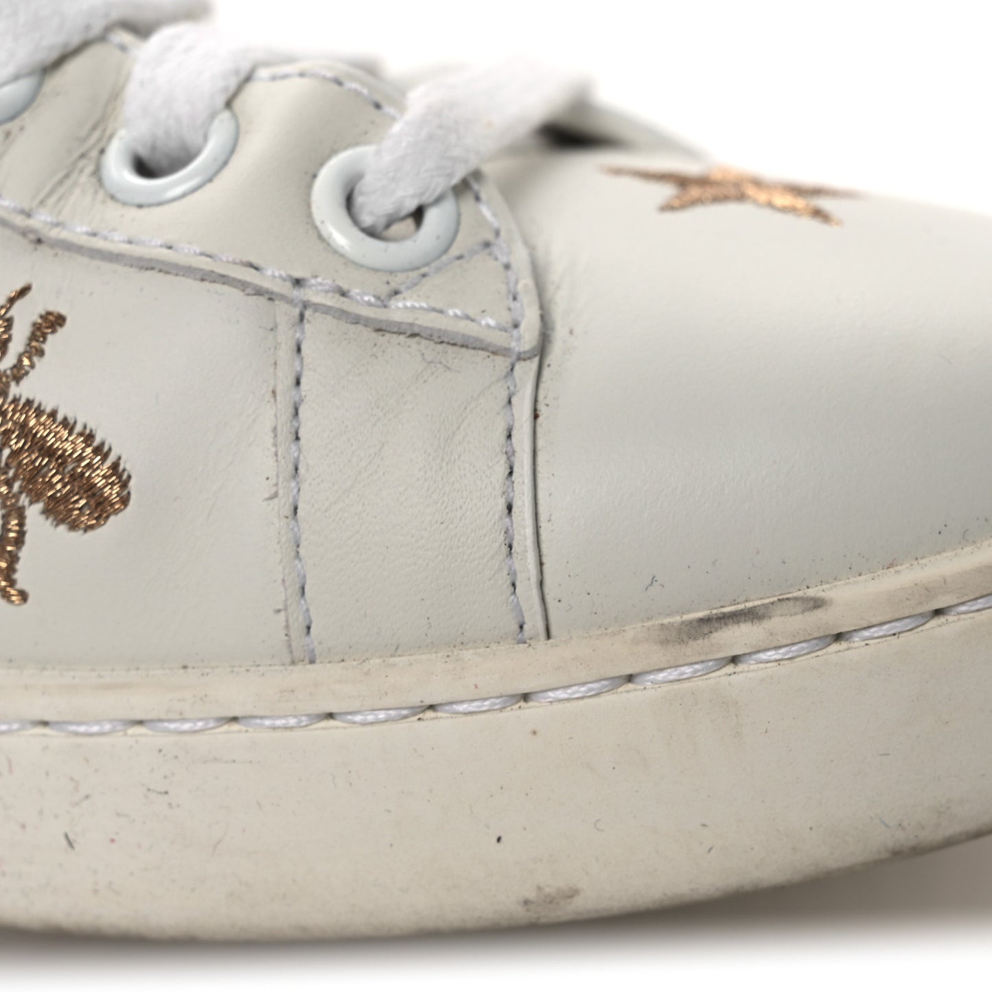 Calfskin Bee Star Embroidered Sylvie Web Ace Sneakers 35.5 White