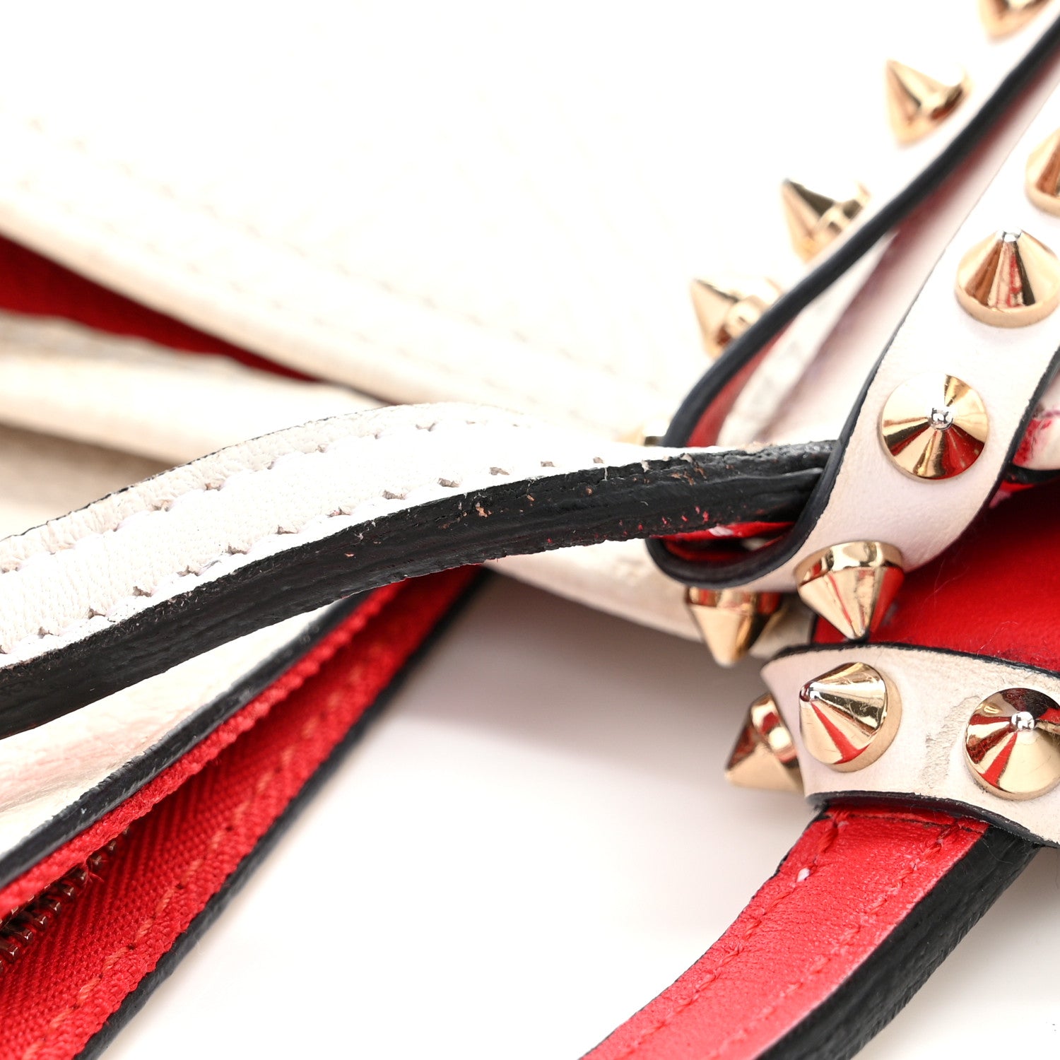 Christian Louboutin CHRISTIAN LOUBOUTIN Calfskin Degrade Leopard Print Spikes East West Cabata Tote White Multi 16 of 17