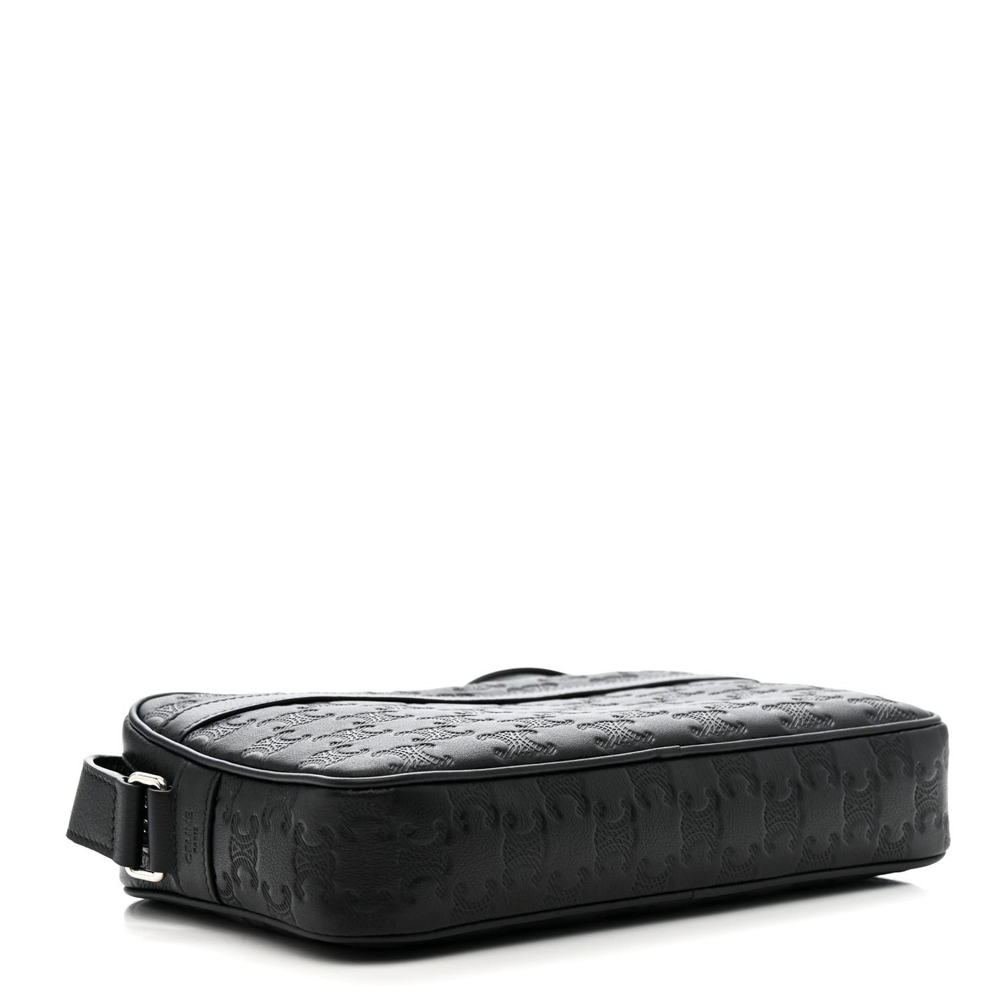 Calfskin Triomphe Embossed Medium Messenger Bag Black