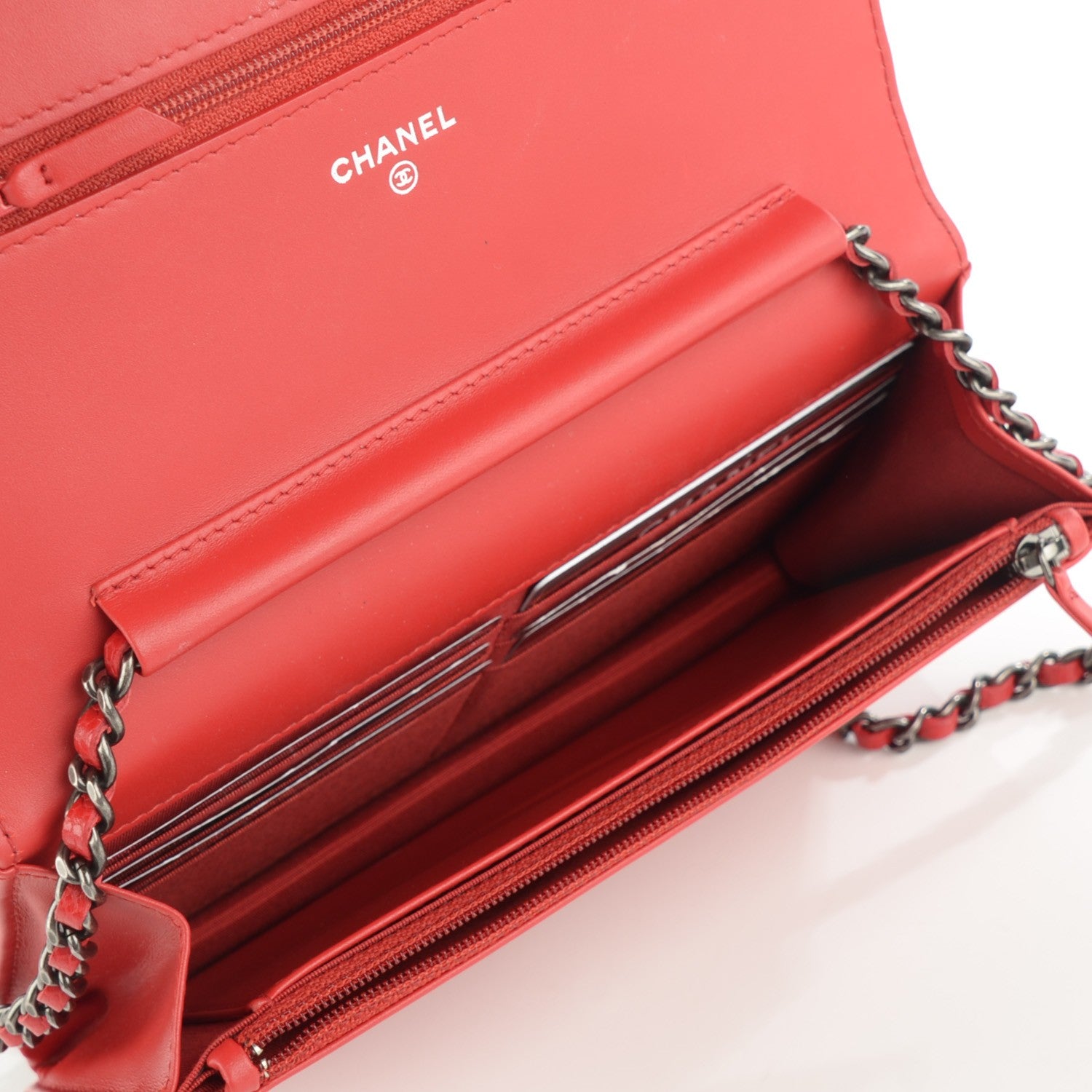 Chanel Caviar Timeless CC Wallet On Chain WOC Red 5 of 8