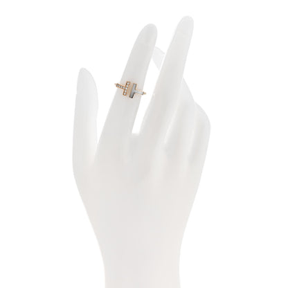 Tiffany 18K Rose Gold Diamond Mother of Pearl T Wire Ring 48 4.5 2 of 4