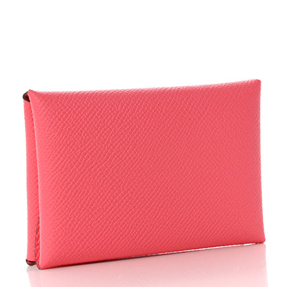 Hermes Epsom Calvi Duo Card Case Rose Azalee 3 of 8