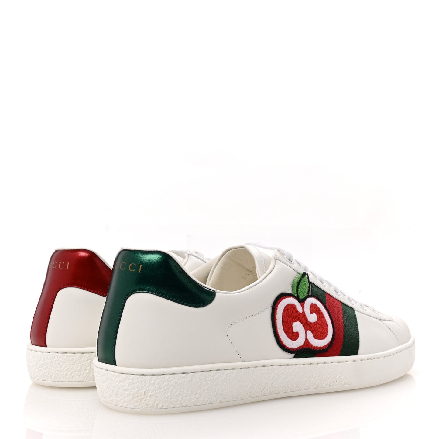 Calfskin Web Cherry Embroidered Mens Ace Sneakers 10 White