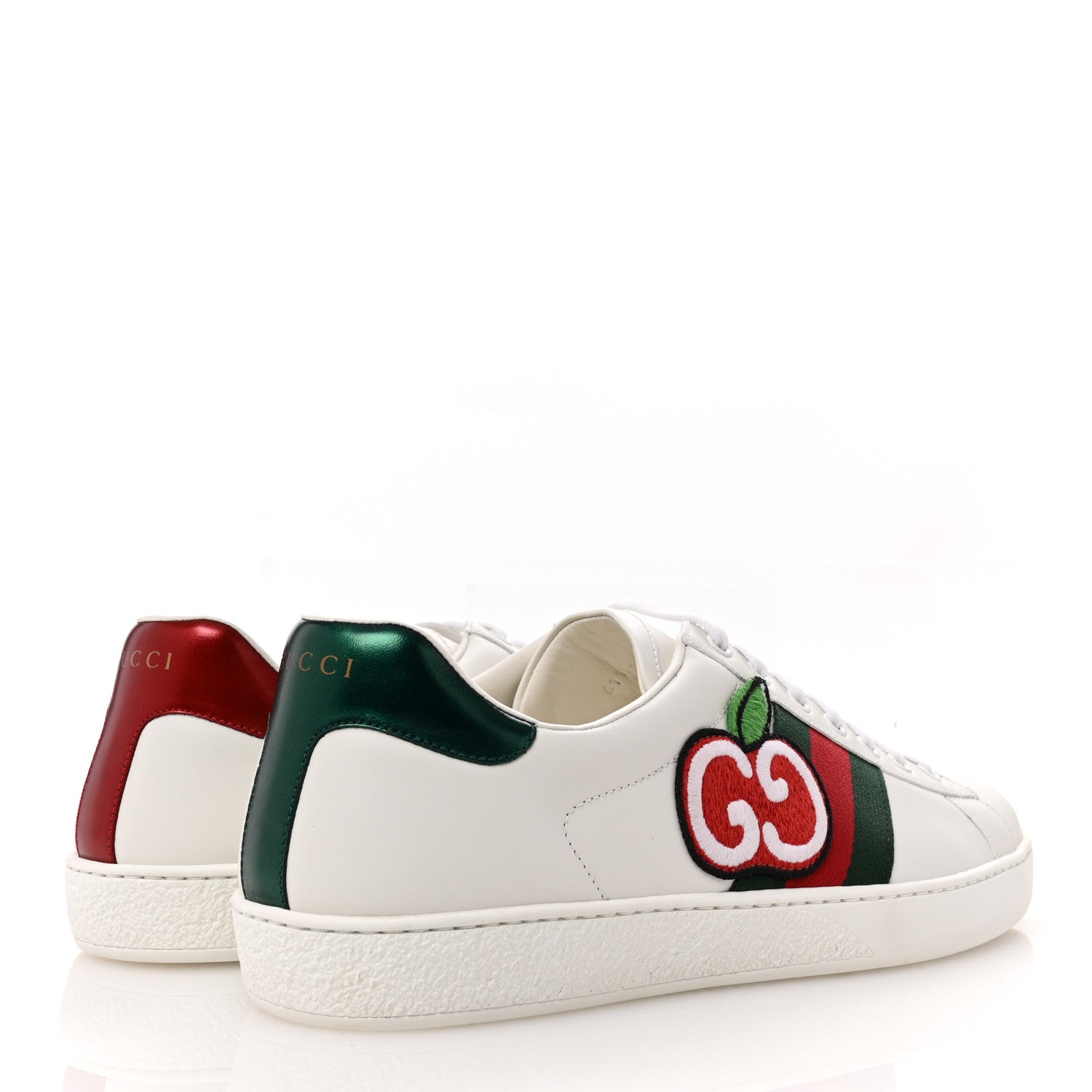 Gucci Calfskin Web Cherry Embroidered Mens Ace Sneakers 10 White 5 of 10