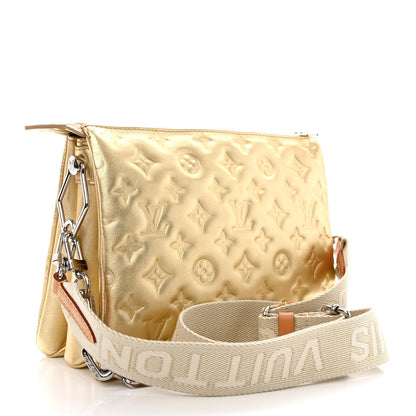 Louis Vuitton Lambskin Embossed Monogram Coussin PM Gold 3 of 11