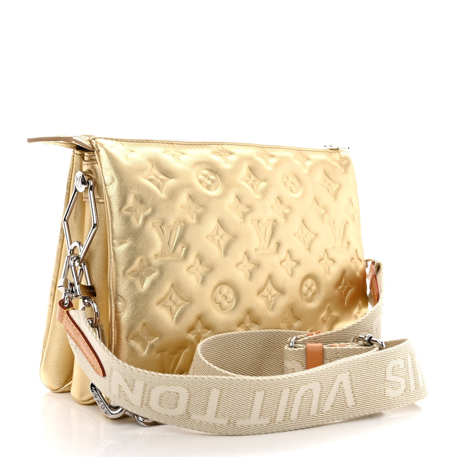 Louis Vuitton Lambskin Embossed Monogram Coussin PM Gold 3 of 11