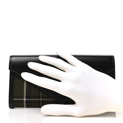 Burberry Grained Calfskin Tartan Halton Wallet Black 2 of 7