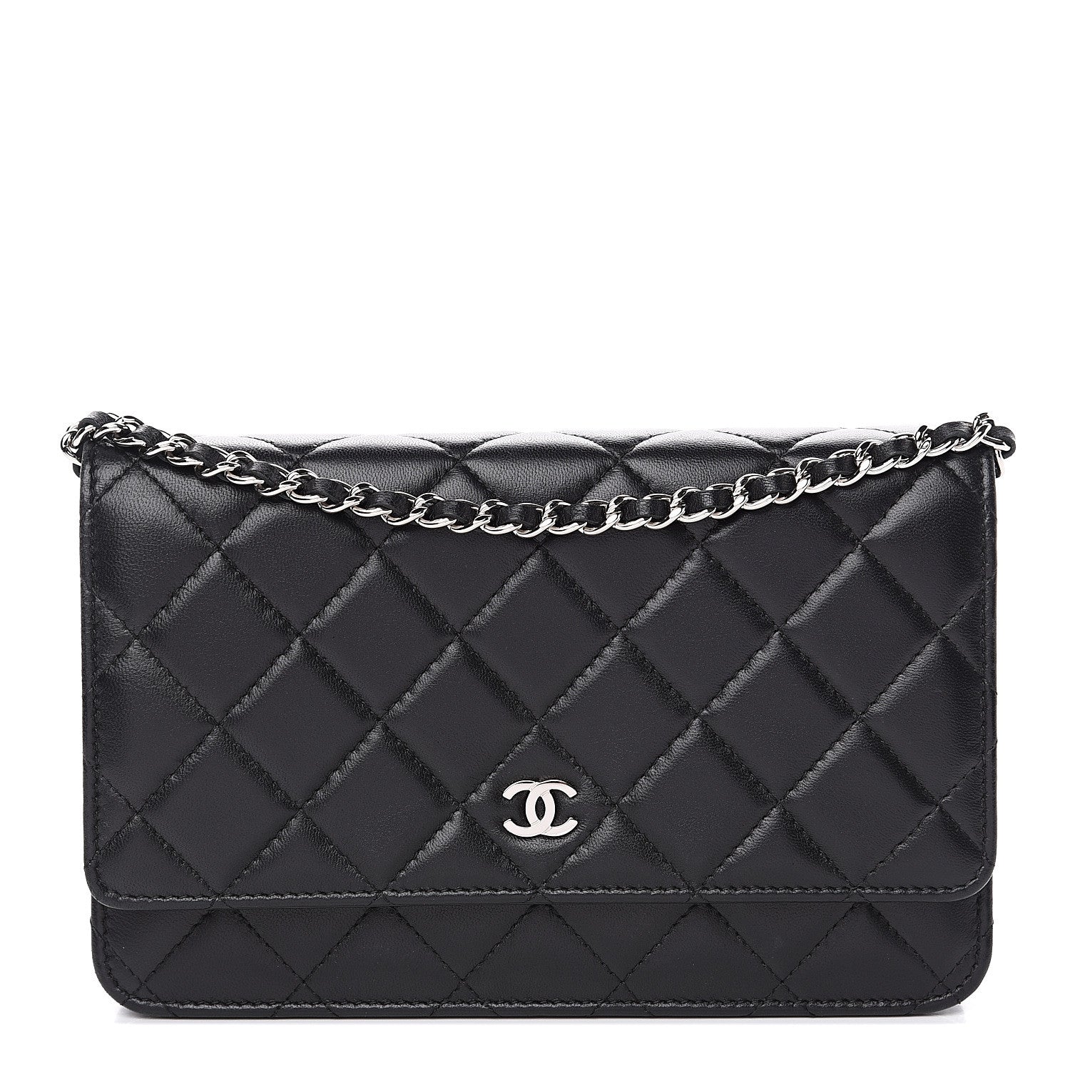 Chanel Lambskin Quilted Wallet On Chain WOC Black 1 of 12
