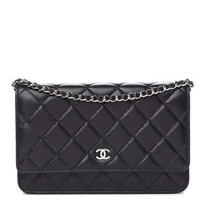 Chanel Lambskin Quilted Wallet On Chain WOC Black 1 of 12