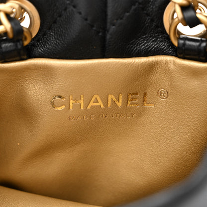 Chanel Lambskin Quilted Pearl Crush Drawstring Bag Black 6 of 11