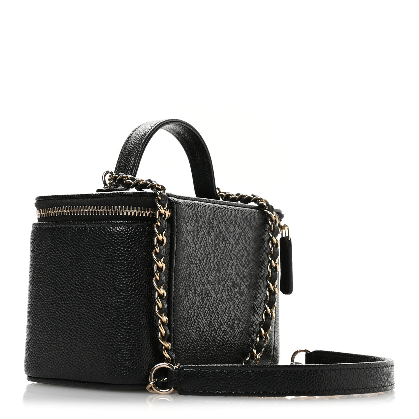 Caviar Quilted Top Handle Pocket Vanity Case Black