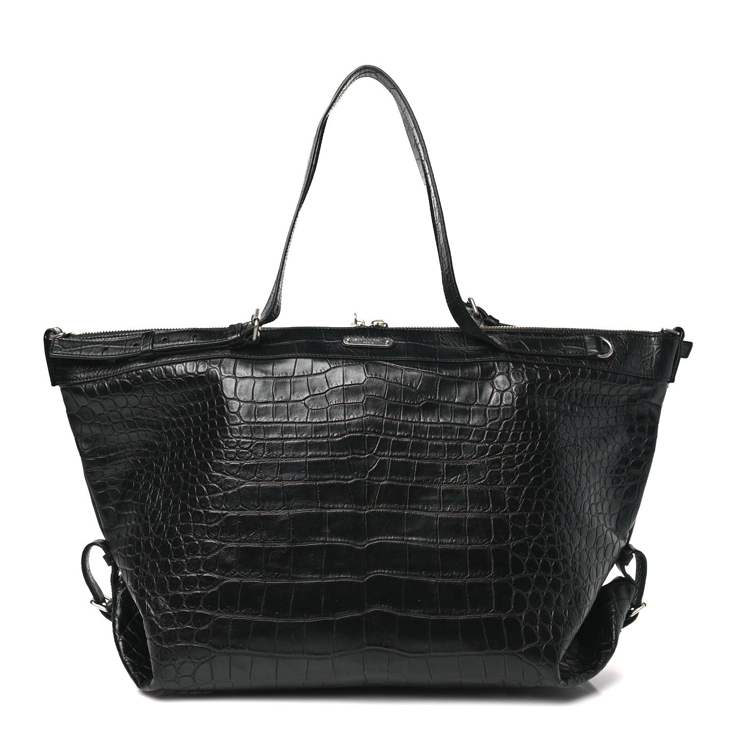 Saint Laurent Calfskin Crocodile Embossed Large Convertible ID Bag Black 2 of 11