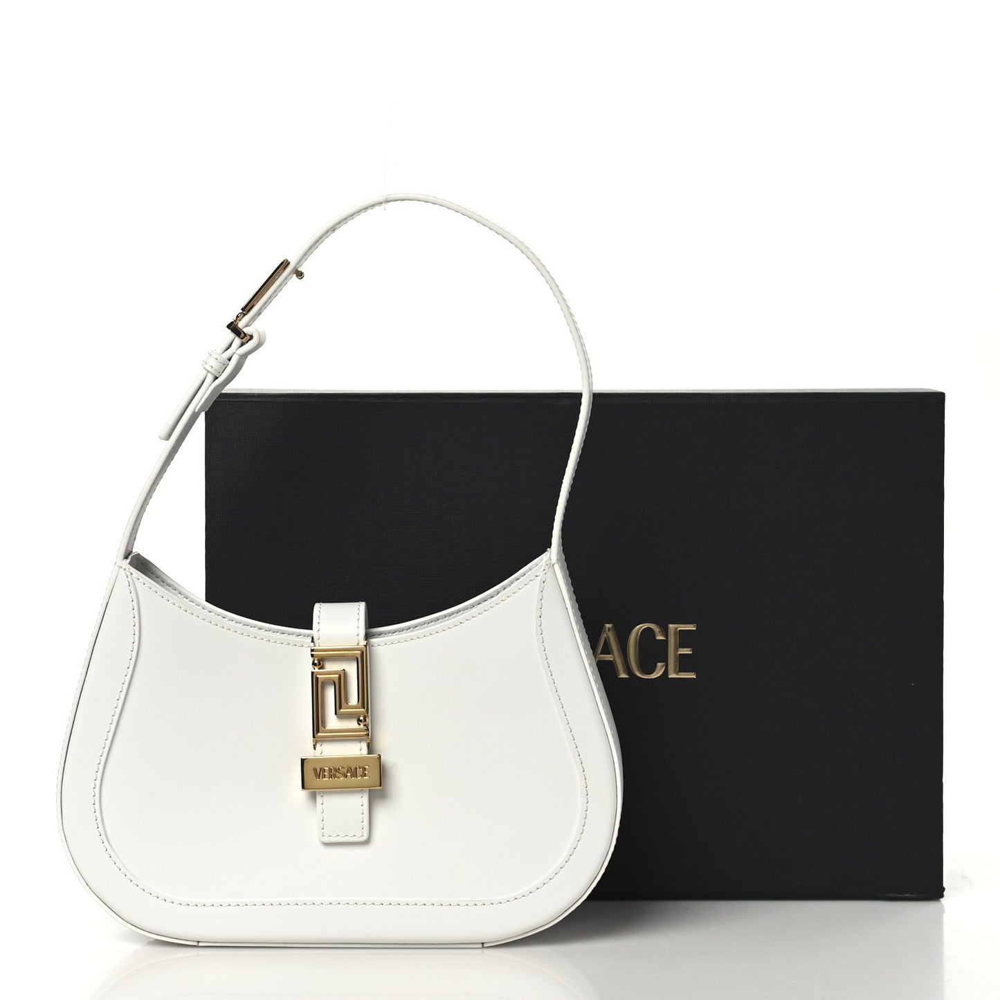Calfskin Small Greca Goddess Hobo White