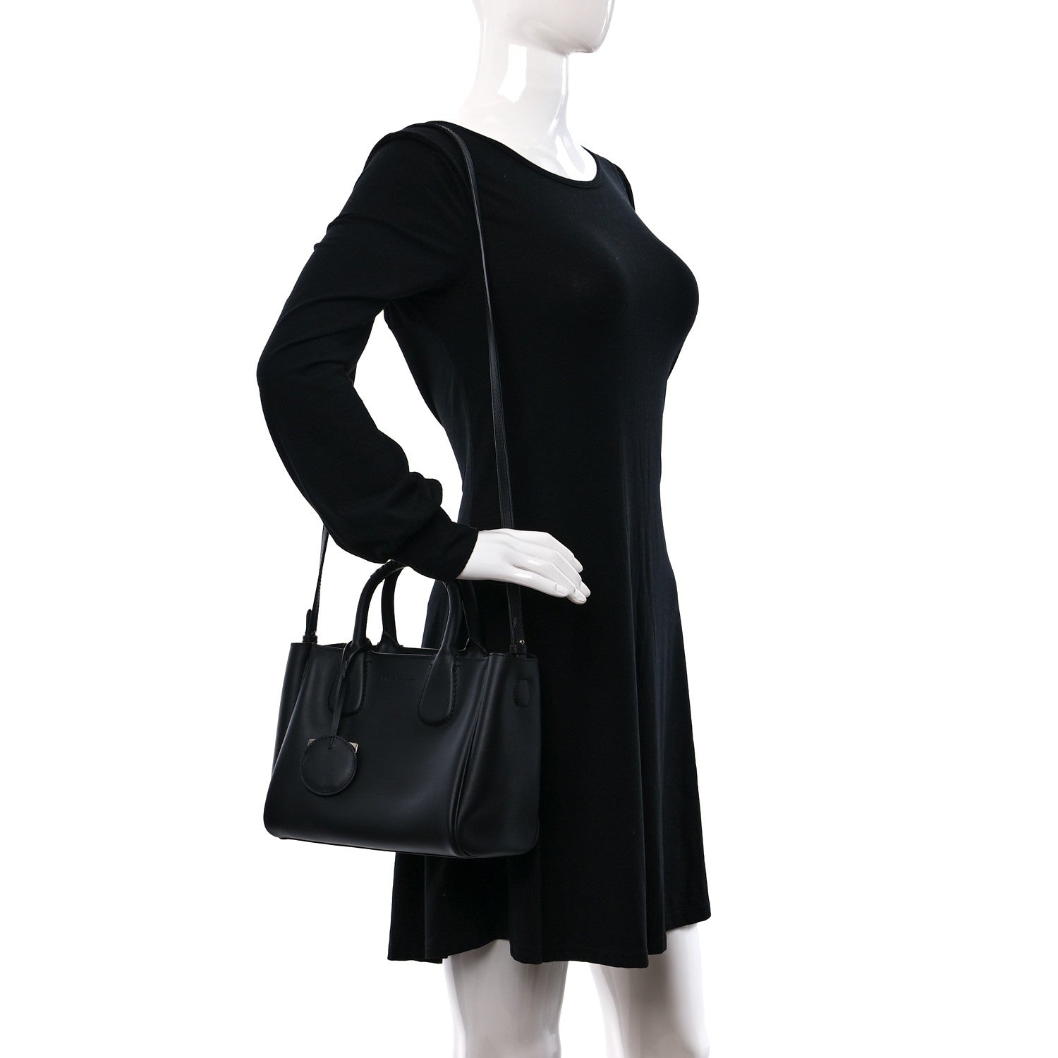 Salvatore Ferragamo Calfskin Double Handle Small Nolita Satchel Black 2 of 8
