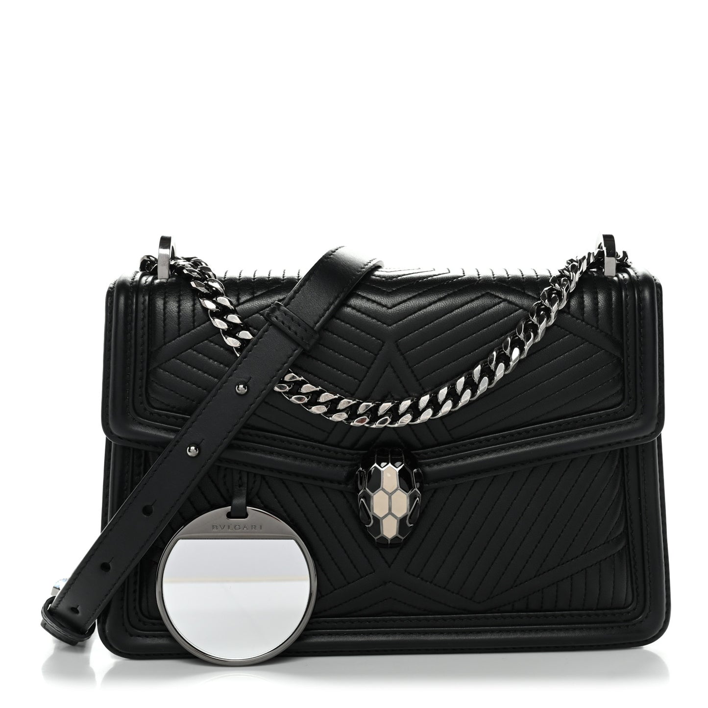 Quilted Nappa Smooth Calfskin Serpenti Forever Diamond Blast Shoulder Bag Black