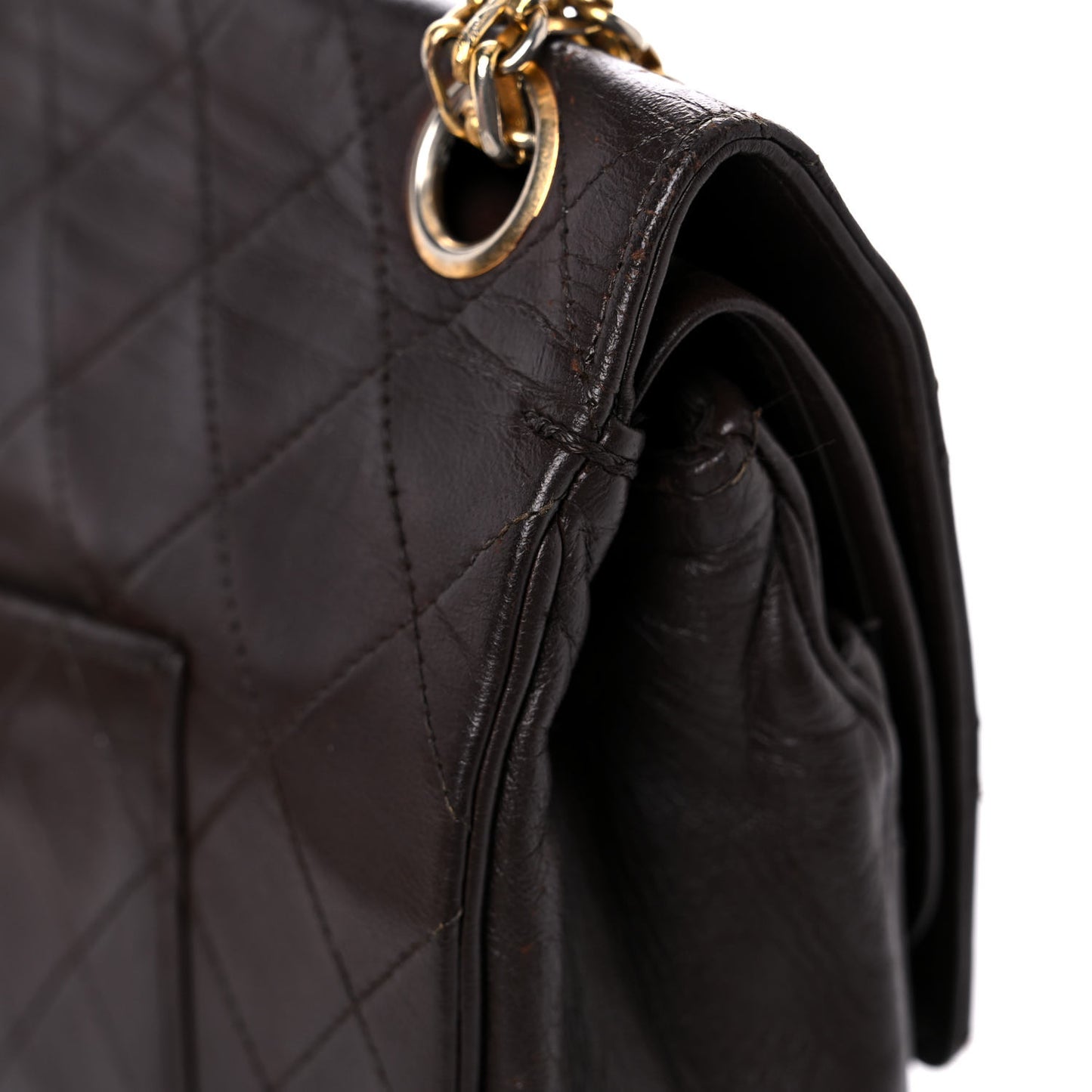 Lambskin Quilted Medium Bijoux Chain Double Flap Brown