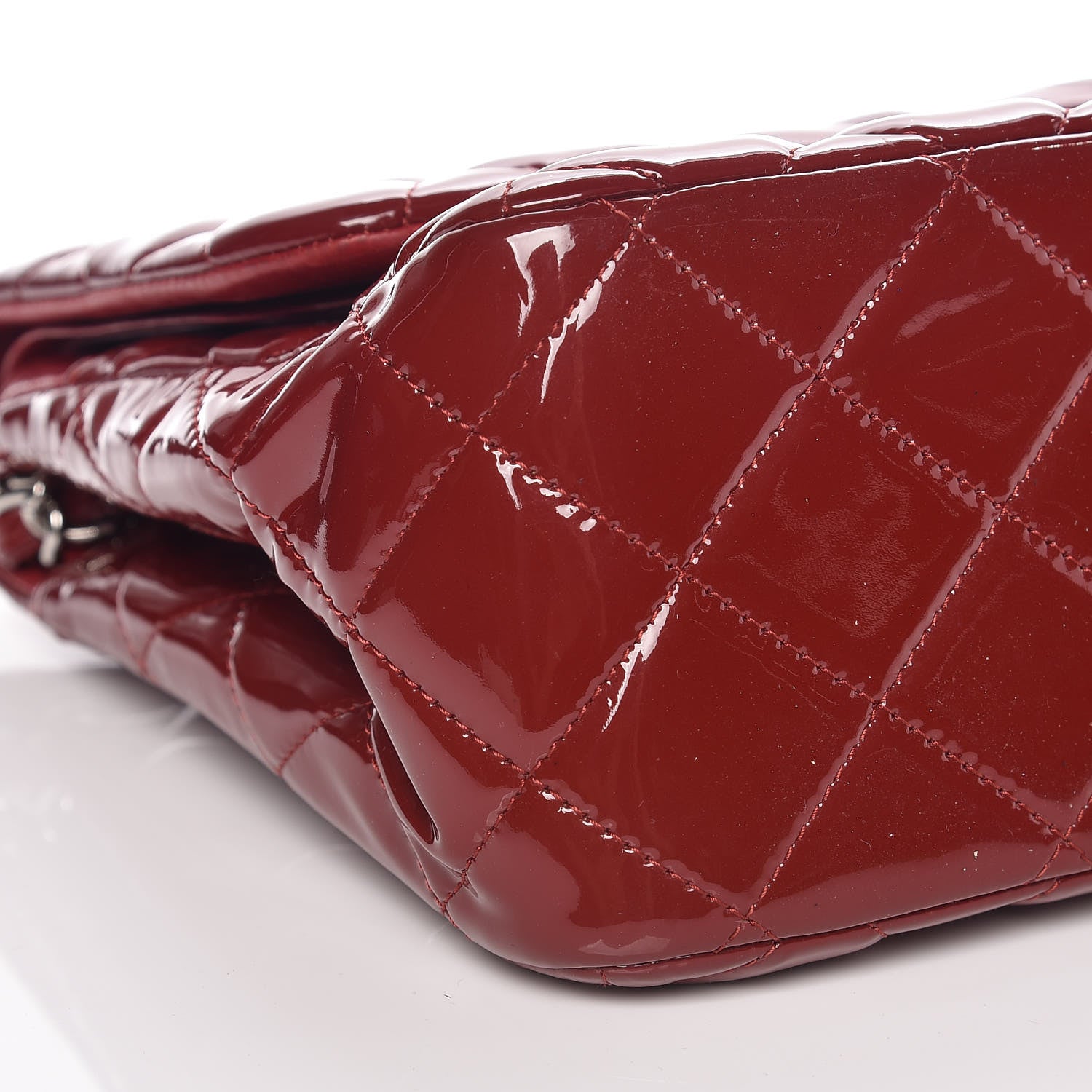 Chanel Patent Quilted Jumbo Double Flap Dark Red 12 of 16