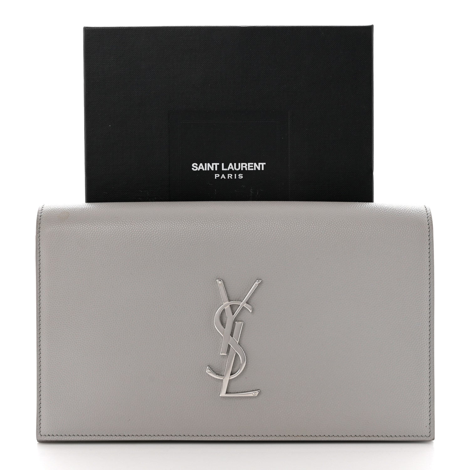 Saint Laurent Grain De Poudre Classic Monogram Kate Clutch Souris 10 of 10